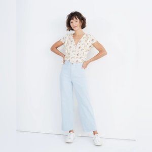 Madewell Slim Emmett Wide-Leg Crop Blue Speckle Pants